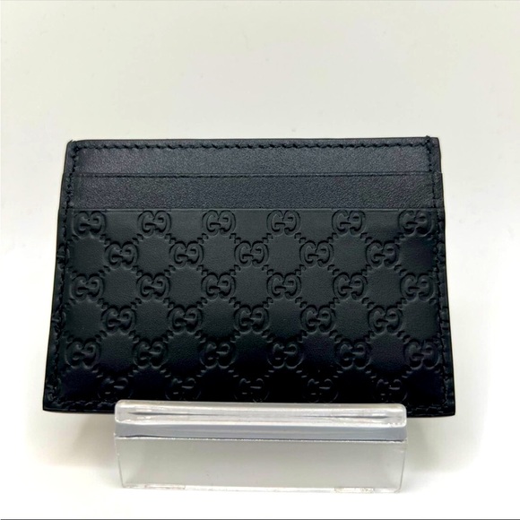 GUCCI BLACK GUCCISSIMA CARD CASE CARD HOLDER - Picture 7 of 7